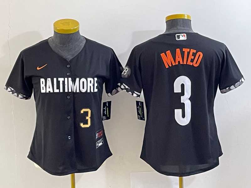 Youth Baltimore Orioles #3 Jorge Mateo Number Black 2023 City Connect Cool Base Stitched Jerseys->mlb youth jerseys->MLB Jersey